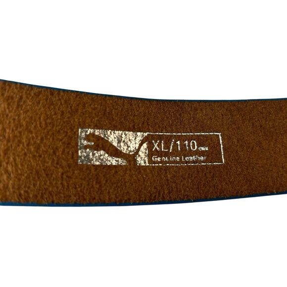Puma Blue Leather Golf Belt Silver Buckle XL 110cm 1.5" Wide - Picture 4 of 10